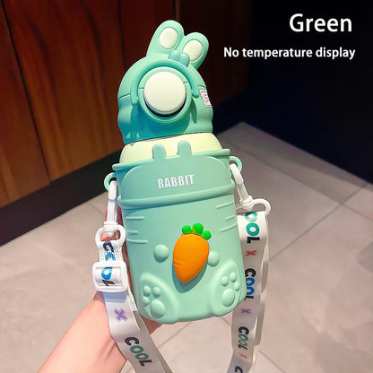 500ml Stainless Steel Thermal Water Bottle For Kids Cartoon Children Thermos Mug With Straw Leak-Proof Insulated Cup Drinkware