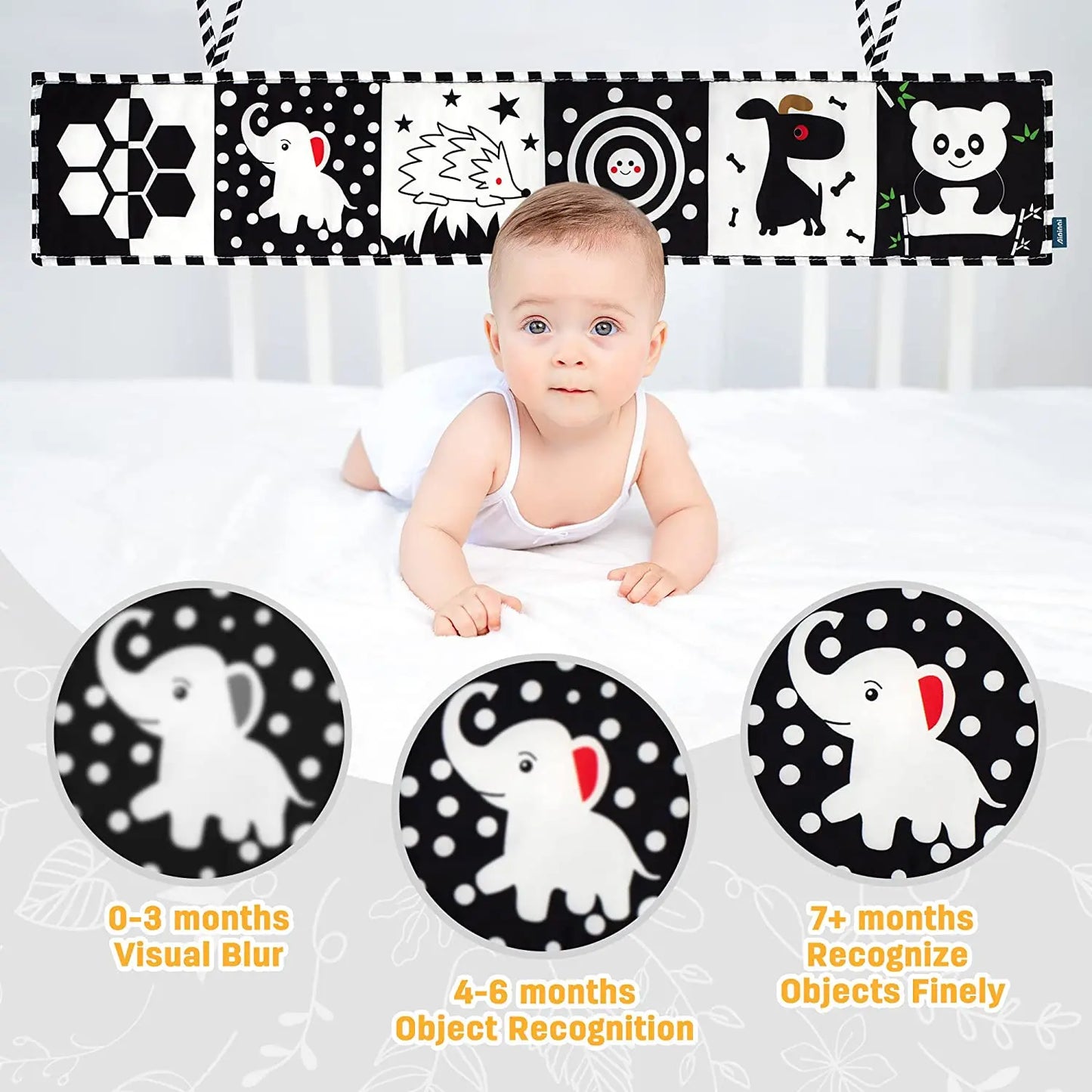 Sensory Cloth Book Baby Toys 0 12 Months Newborn Bed Crib Bumper Black and White Animal Quiet Books Montessori Baby Book Toys