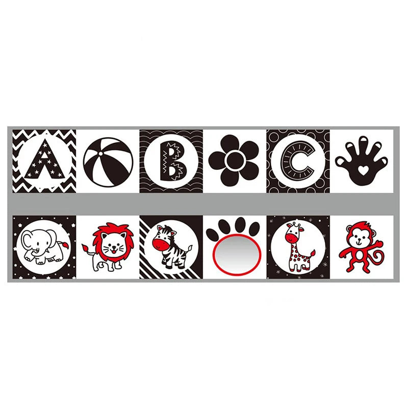 Sensory Cloth Book Baby Toys 0 12 Months Newborn Bed Crib Bumper Black and White Animal Quiet Books Montessori Baby Book Toys