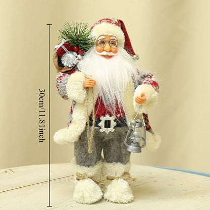 12-inch Cute Santa Claus Statue - Bright Polyester Christmas Decoration for Holiday Parties, Events and Home Displays, with Fest