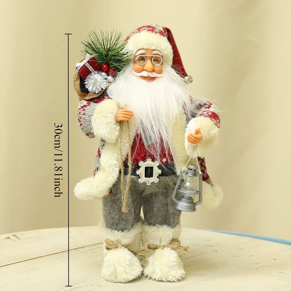 12-inch Cute Santa Claus Statue - Bright Polyester Christmas Decoration for Holiday Parties, Events and Home Displays, with Fest