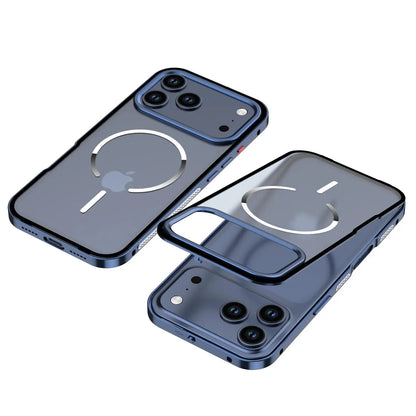 Metal Frame Removable Phone Case For iPhone 17 Pro Max 17Air For Magsafe Wireless Charging Aluminum Alloy Lens Matte Back Cover