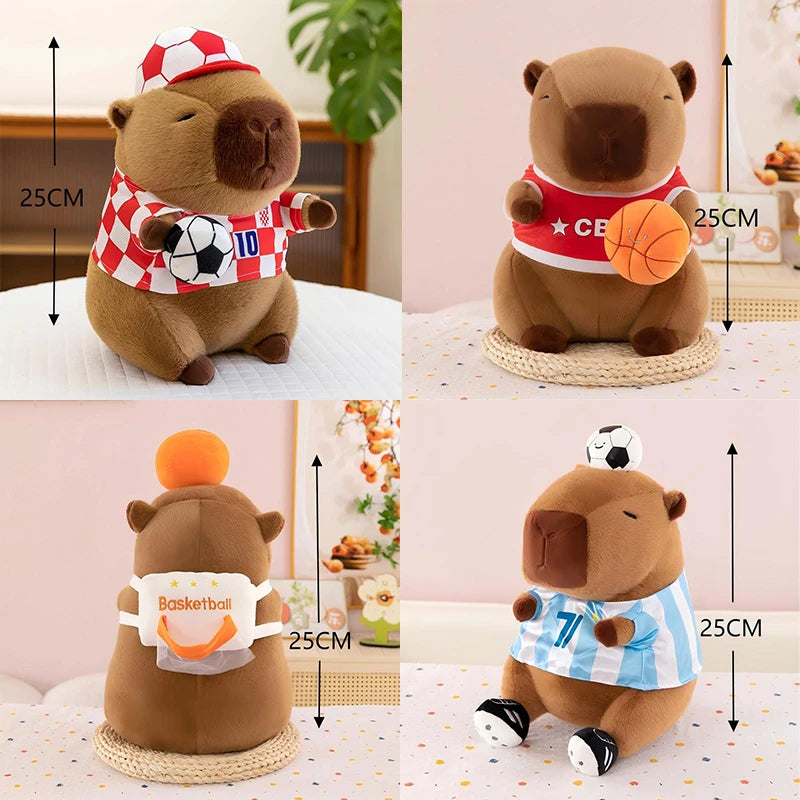 25/35cm Capybara Plush Toys Cartoon Sport Theme Basketball Football Capybara Stuffed Dolls Soft Pillow Room Decor Birthday Gifts
