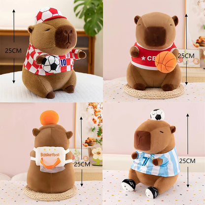 25/35cm Capybara Plush Toys Cartoon Sport Theme Basketball Football Capybara Stuffed Dolls Soft Pillow Room Decor Birthday Gifts