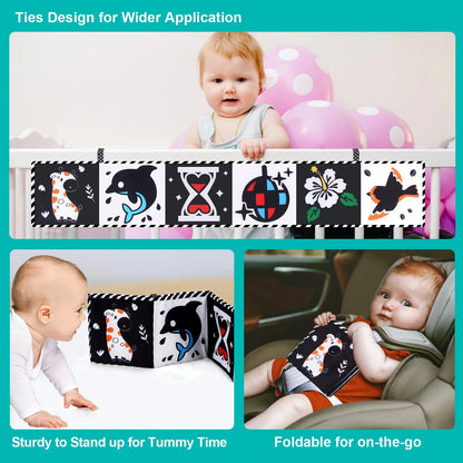 Sensory Cloth Book Baby Toys 0 12 Months Newborn Bed Crib Bumper Black and White Animal Quiet Books Montessori Baby Book Toys