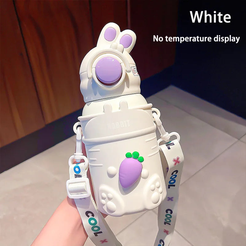 500ml Stainless Steel Thermal Water Bottle For Kids Cartoon Children Thermos Mug With Straw Leak-Proof Insulated Cup Drinkware