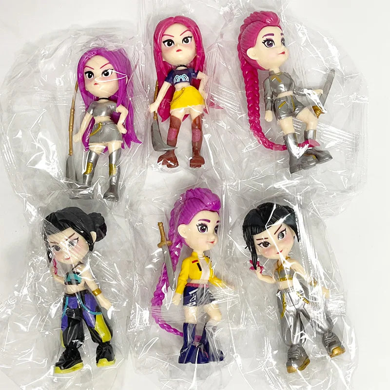 New 6-piece/set K-pop Devil Hunter action doll HUNTR/X toy Rumi Mila Zoe doll, for K-pop fans' birthday gift collection