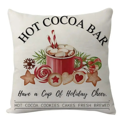 45*45cm Linen Merry Christmas Cushion Cover Sofa Throw Pillowcase Christmas Decoration For Home Gift Xmas Ornament New Year 2025