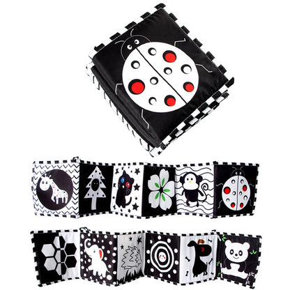 Sensory Cloth Book Baby Toys 0 12 Months Newborn Bed Crib Bumper Black and White Animal Quiet Books Montessori Baby Book Toys