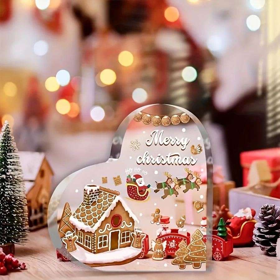 Charming Heart-Shaped Acrylic Christmas Ornament - Perfect For Holiday Decor & Gifts, Versatile Indoor Use Holiday Decorations V