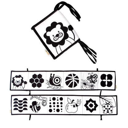 Sensory Cloth Book Baby Toys 0 12 Months Newborn Bed Crib Bumper Black and White Animal Quiet Books Montessori Baby Book Toys