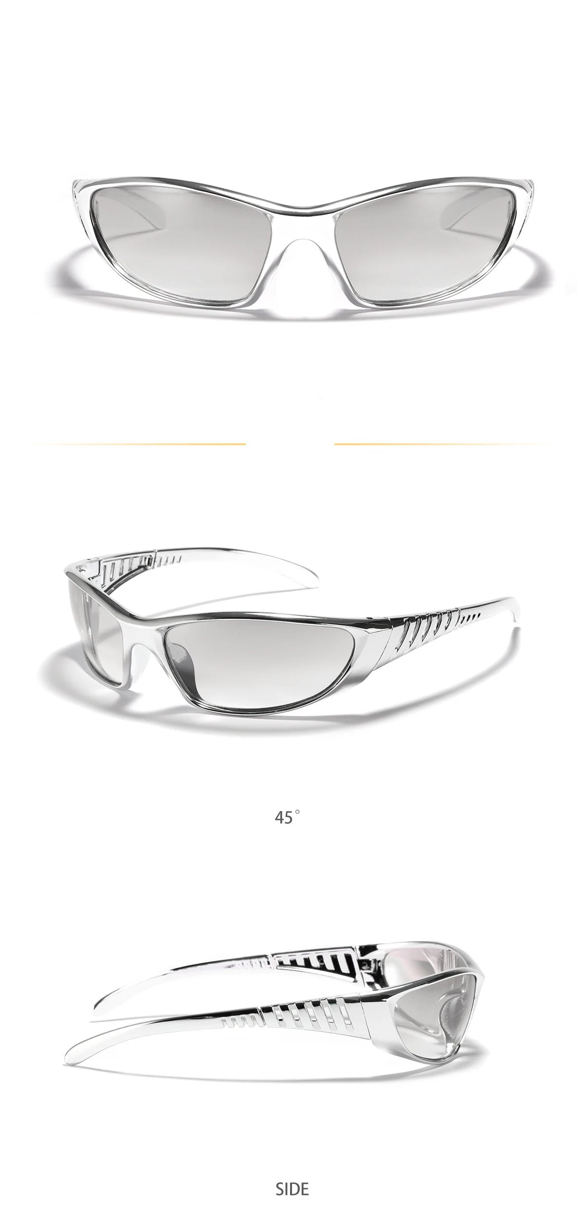 Y2K Silver Sunglasses Color Hollowed Out Future Sense Of Technology Hot Girls Net Red Sunglasses Women Sunglasses Trendy Men