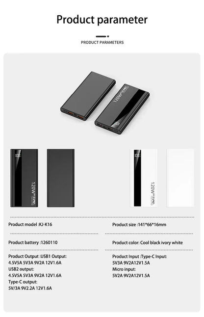 Xiaomi 500000mAh 120W Super Fast Charging High Capacity Power Bank External Battery Portable Battery Charger For iPhone Samsung