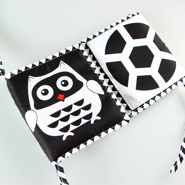 Sensory Cloth Book Baby Toys 0 12 Months Newborn Bed Crib Bumper Black and White Animal Quiet Books Montessori Baby Book Toys