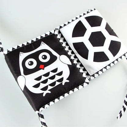 Sensory Cloth Book Baby Toys 0 12 Months Newborn Bed Crib Bumper Black and White Animal Quiet Books Montessori Baby Book Toys
