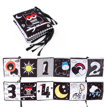 Sensory Cloth Book Baby Toys 0 12 Months Newborn Bed Crib Bumper Black and White Animal Quiet Books Montessori Baby Book Toys