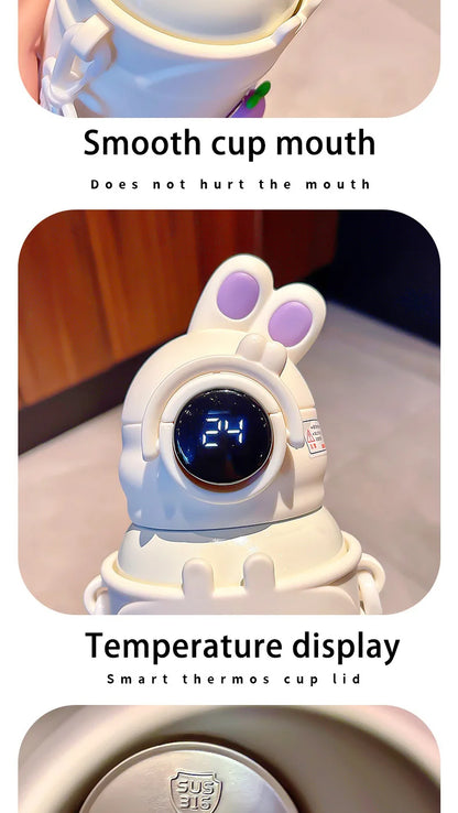 500ml Stainless Steel Thermal Water Bottle For Kids Cartoon Children Thermos Mug With Straw Leak-Proof Insulated Cup Drinkware