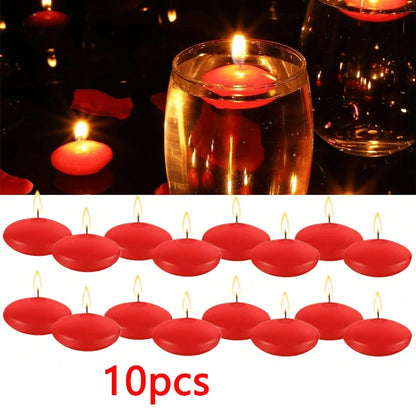 6/10/16Pcs Unscented Discs Candles Floating For Valentine's Day Party Wedding Home Bathtub Decor Romantic Confession Candlelight