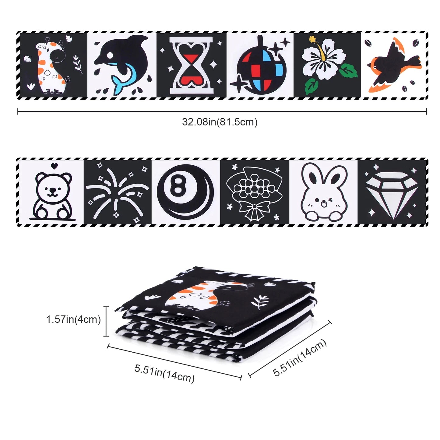Sensory Cloth Book Baby Toys 0 12 Months Newborn Bed Crib Bumper Black and White Animal Quiet Books Montessori Baby Book Toys