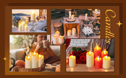 Flameless Candles with Battery LED Candle Decorative Pillar Candles Fake Plastic Candles Battery Operated Home Wedding Concert