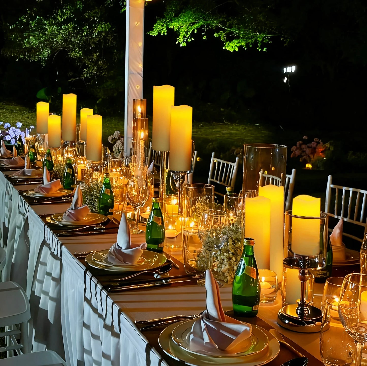 9-180PCS Flameless LED Candles for Wedding Artificial Candles LED Pillar Candle for Concert Decor Battery Powered with Remote