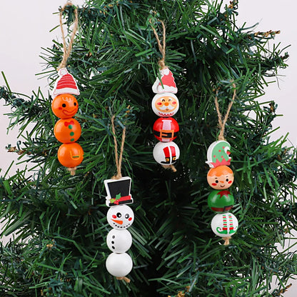 48/80Pcs DIY Christmas Wooden Beads Set Santa Snowman Elf Garland Xmas Tree Hanging Pendants New Year Party Home Decoration Gift