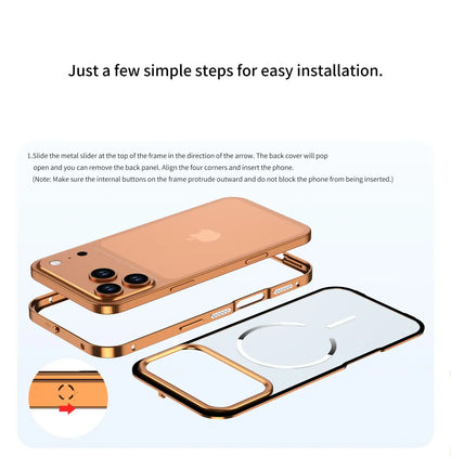 Metal Frame Removable Phone Case For iPhone 17 Pro Max 17Air For Magsafe Wireless Charging Aluminum Alloy Lens Matte Back Cover