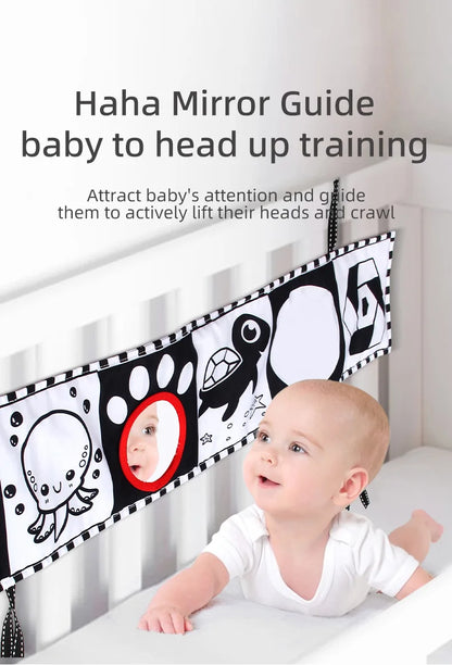 Sensory Cloth Book Baby Toys 0 12 Months Newborn Bed Crib Bumper Black and White Animal Quiet Books Montessori Baby Book Toys