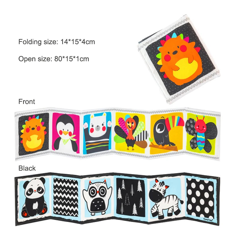 Sensory Cloth Book Baby Toys 0 12 Months Newborn Bed Crib Bumper Black and White Animal Quiet Books Montessori Baby Book Toys