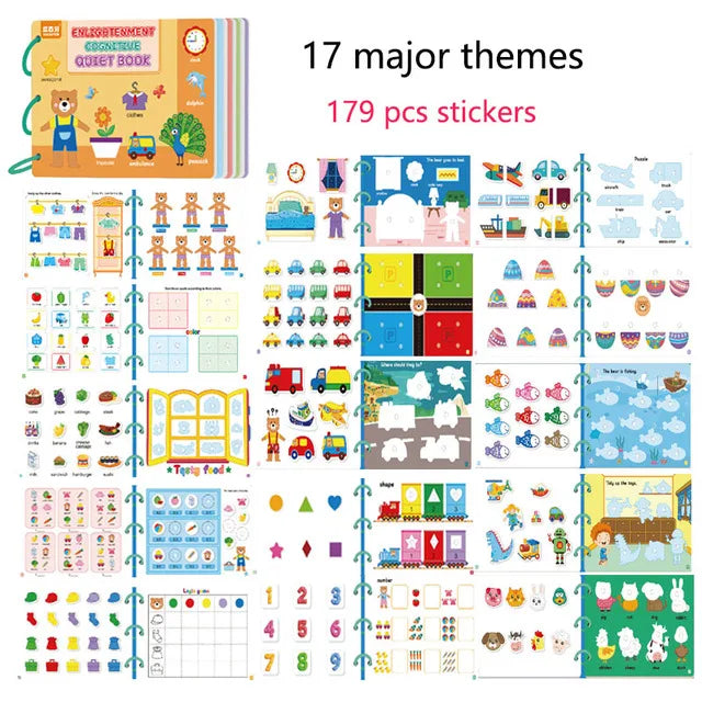 Quiet Busy Book Baby Montessori Material Toys Sticker Paste Matching Game Toddler Cognition Toy Book Kids Early Educational Toys