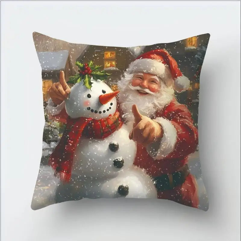 Christmas Decoration Christmas Cushion Cover Pillowcase For Home Xmas Tree Snowman Printed Pillow Case 2026 New Year Ornament