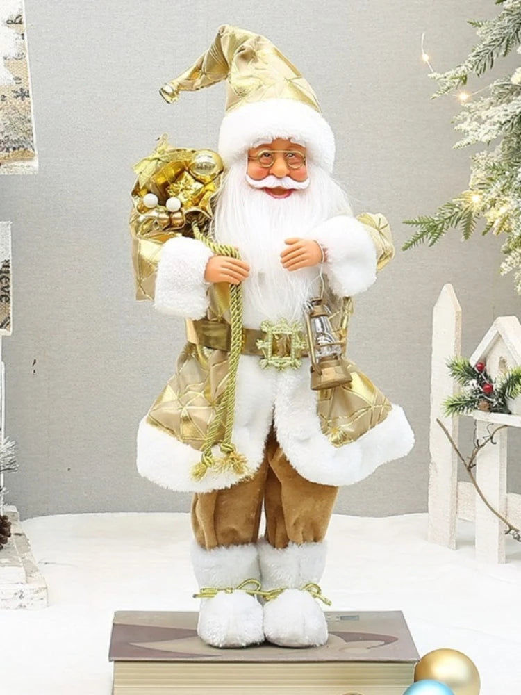 12-inch Cute Santa Claus Statue - Bright Polyester Christmas Decoration for Holiday Parties, Events and Home Displays, with Fest