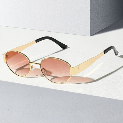 Classic Vintage Oval Sunglasses New Elliptical Frame Metal Frame Personalized Sunglasses Outdoor Shades Uv400 Trendy Fancy Gift