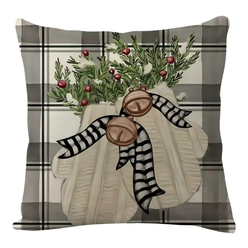 45*45cm Linen Merry Christmas Cushion Cover Sofa Throw Pillowcase Christmas Decoration For Home Gift Xmas Ornament New Year 2025