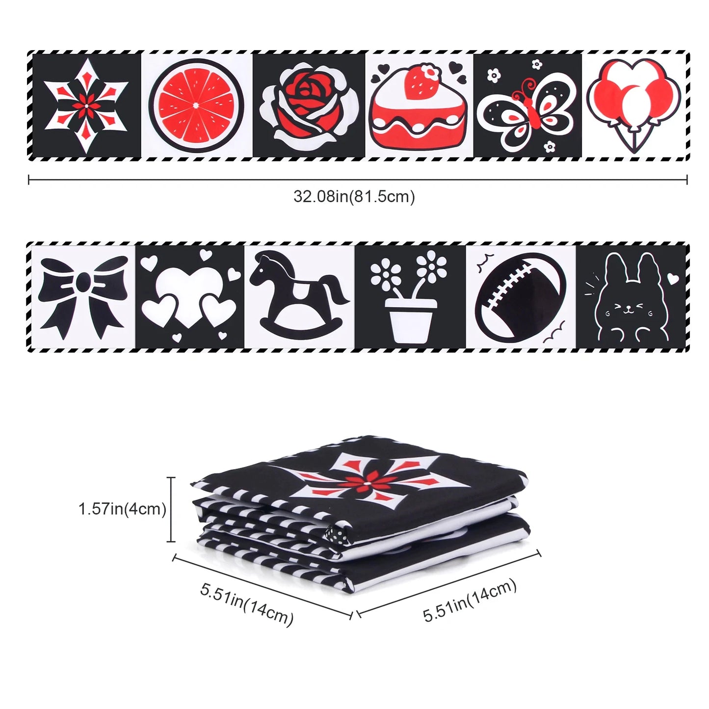 Sensory Cloth Book Baby Toys 0 12 Months Newborn Bed Crib Bumper Black and White Animal Quiet Books Montessori Baby Book Toys