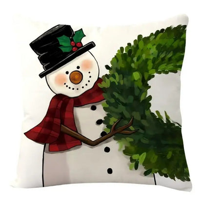 Christmas Decoration Christmas Cushion Cover Pillowcase For Home Xmas Tree Snowman Printed Pillow Case 2026 New Year Ornament