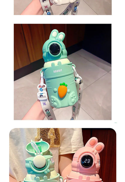 500ml Stainless Steel Thermal Water Bottle For Kids Cartoon Children Thermos Mug With Straw Leak-Proof Insulated Cup Drinkware