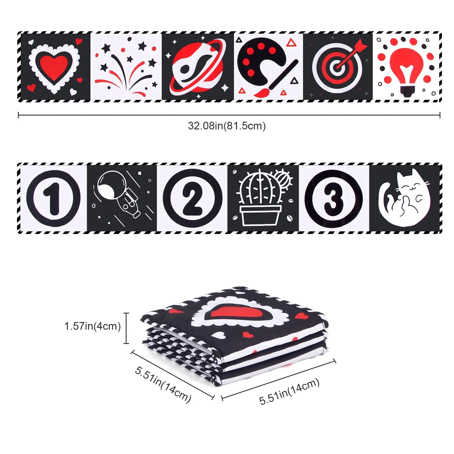 Sensory Cloth Book Baby Toys 0 12 Months Newborn Bed Crib Bumper Black and White Animal Quiet Books Montessori Baby Book Toys