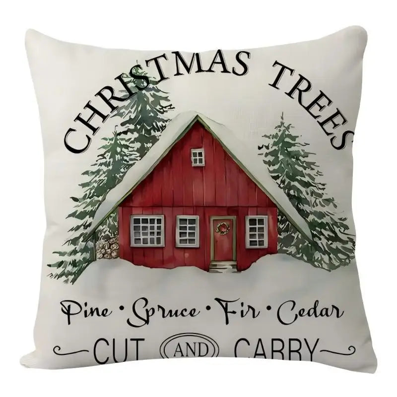 45*45cm Linen Merry Christmas Cushion Cover Sofa Throw Pillowcase Christmas Decoration For Home Gift Xmas Ornament New Year 2025