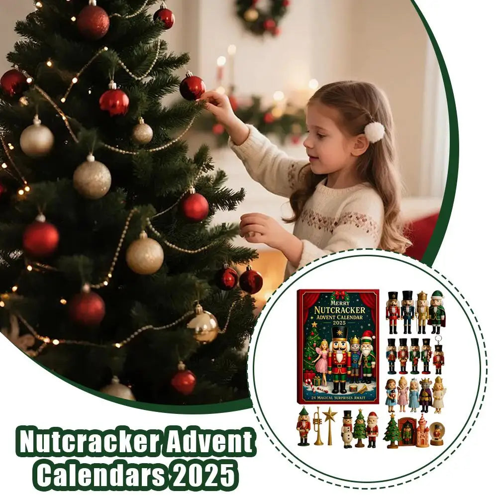 2D Flat Nutcracker Advent Calendars 2025, 24 Days Merry Nutcracker Ornaments Christmas Countdown Calendar, Cartoon Nutcracker