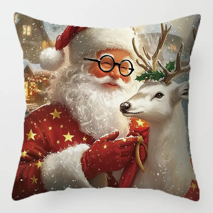 Christmas Decoration Christmas Cushion Cover Pillowcase For Home Xmas Tree Snowman Printed Pillow Case 2026 New Year Ornament