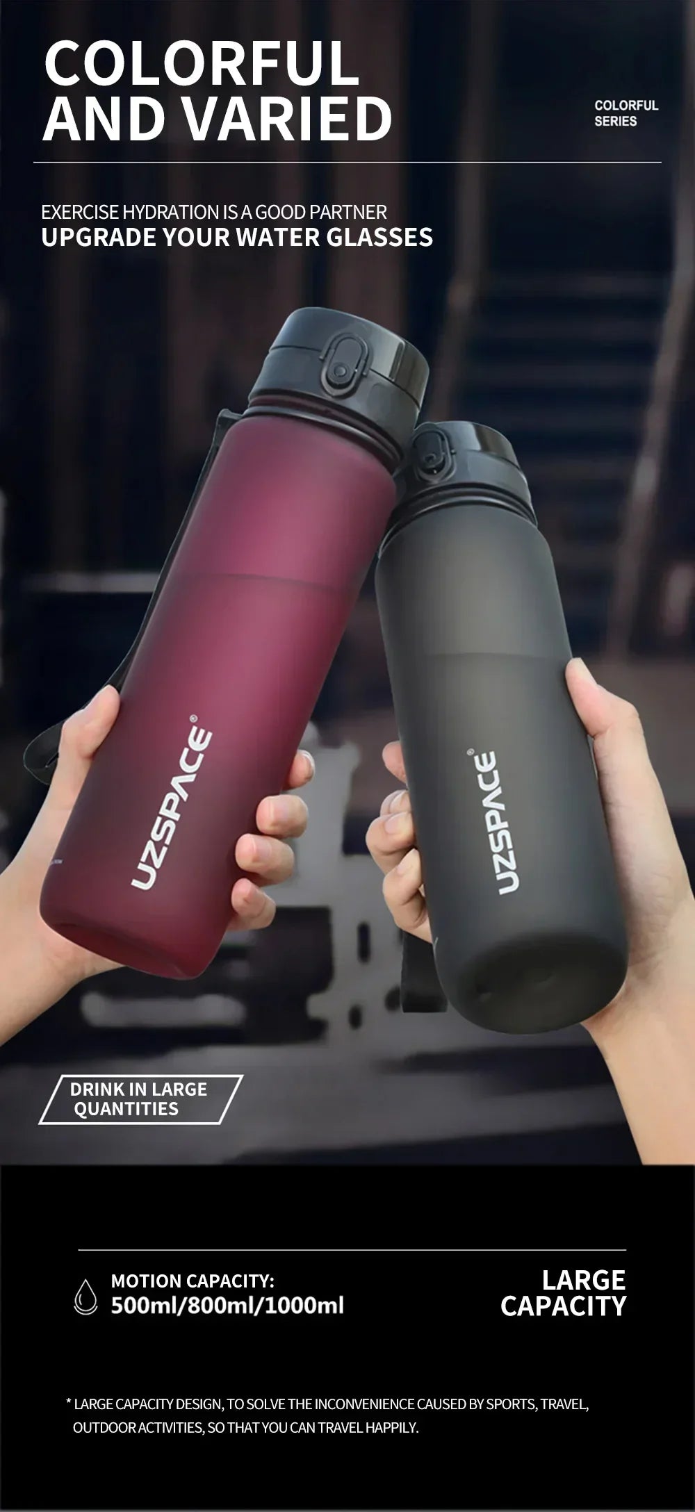 350ML Sports Water Bottle Shaker Outdoor Travel Portable Leakproof Drinkware Tritan Plastic Drink Bottle BPA Free