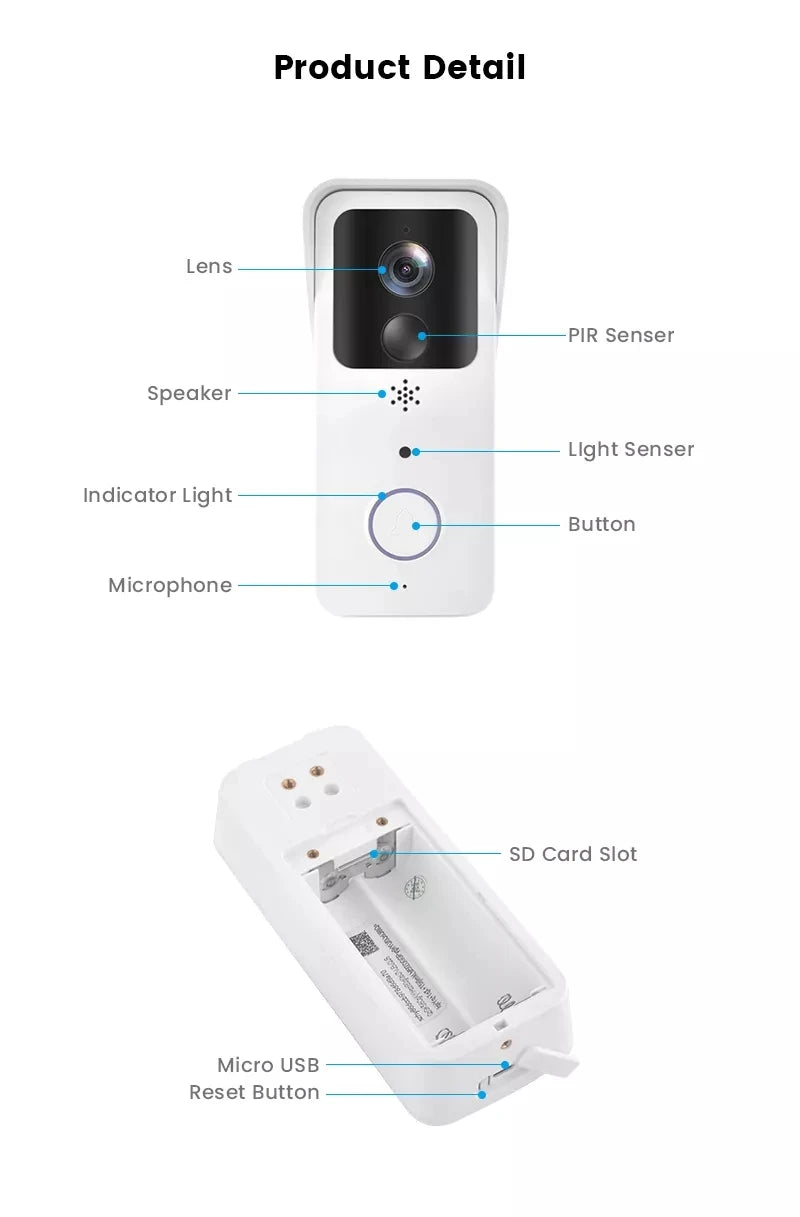 5G 2.4G WiFi Video Doorbell 1080P Tuya Smart Outdoor Wireless Intercom Waterproof Wireless Camera Ringing Bell
