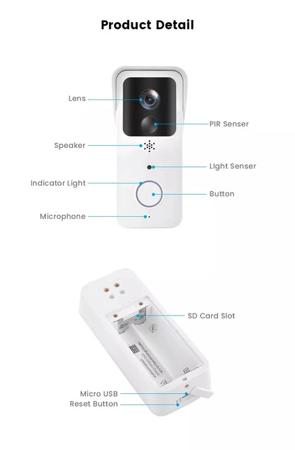 5G 2.4G WiFi Video Doorbell 1080P Tuya Smart Outdoor Wireless Intercom Waterproof Wireless Camera Ringing Bell
