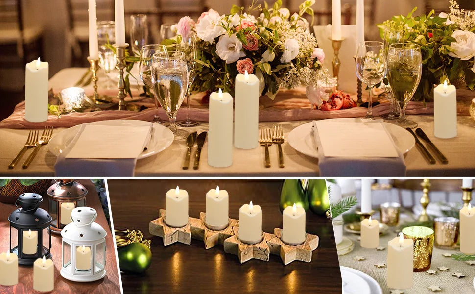 Flameless Candles with Battery LED Candle Decorative Pillar Candles Fake Plastic Candles Battery Operated Home Wedding Concert