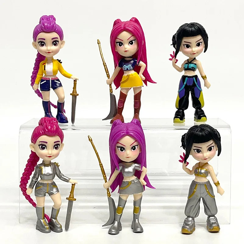 New 6-piece/set K-pop Devil Hunter action doll HUNTR/X toy Rumi Mila Zoe doll, for K-pop fans' birthday gift collection