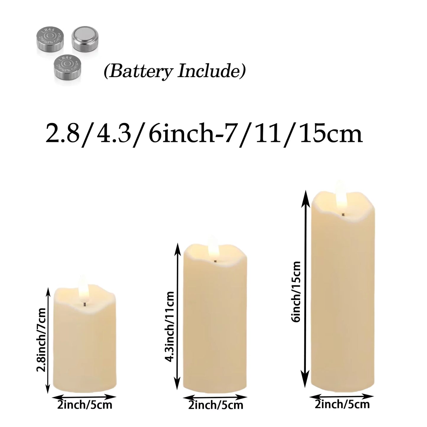 Flameless Candles with Battery LED Candle Decorative Pillar Candles Fake Plastic Candles Battery Operated Home Wedding Concert