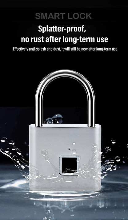 Keyless Smart Fingerprint Padlock USB Charging Fingerprint Lock Waterproof Door Lock 0.2sec Unlock Security Padlock for House