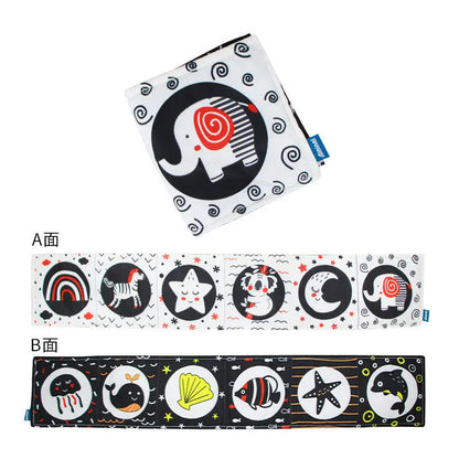 Sensory Cloth Book Baby Toys 0 12 Months Newborn Bed Crib Bumper Black and White Animal Quiet Books Montessori Baby Book Toys