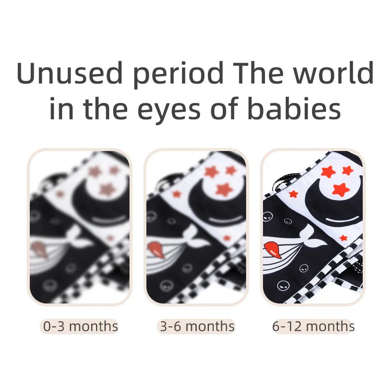 Sensory Cloth Book Baby Toys 0 12 Months Newborn Bed Crib Bumper Black and White Animal Quiet Books Montessori Baby Book Toys